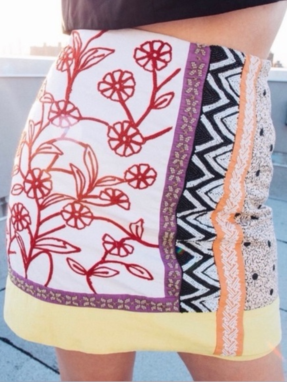 Anthropologie Leifnotes Beaded Mini Skirt Size 8